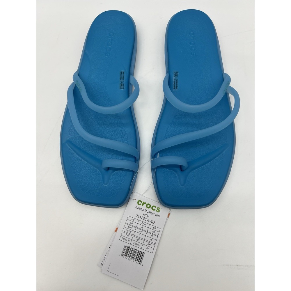 CROCS Miami Women's Frosted Toe Loop Sandal Flip Flop Blue Women's 8 New - Picture 5 of 6